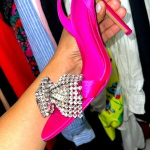 Zara pink Heels sandals Rhinestone bow